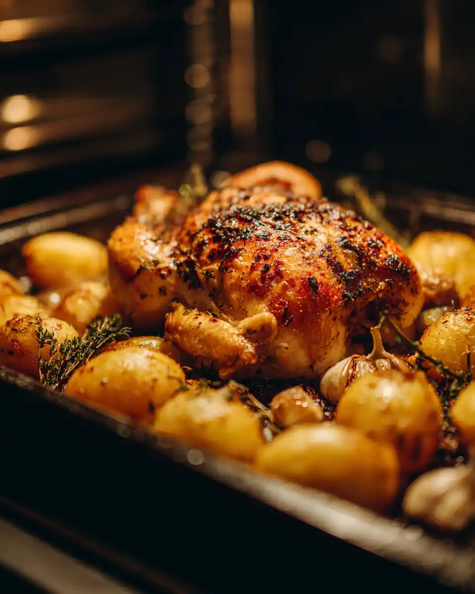 Poulet Rôti Aux Pommes De Terre Croustillantes : Recette Irrésistible