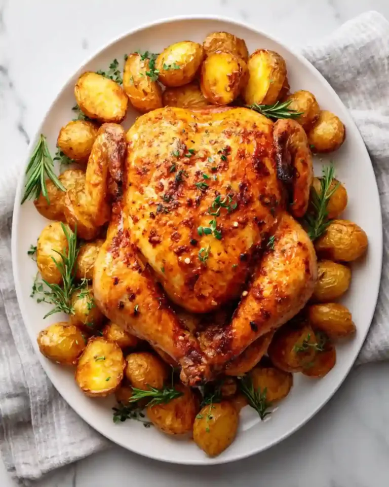Poulet Rôti Aux Pommes De Terre Croustillantes : Recette Irrésistible