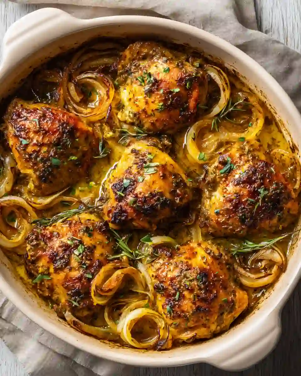 cuisse de poulet au four maison Spicy Chicken avec oignons rôtis