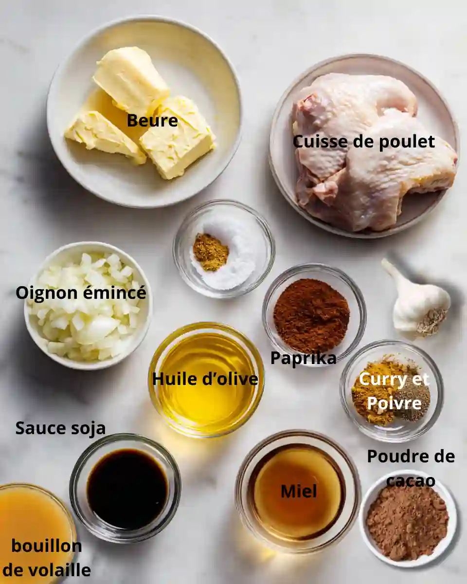 ingrédients pour recette cuisse de poulet à la poêle swicy