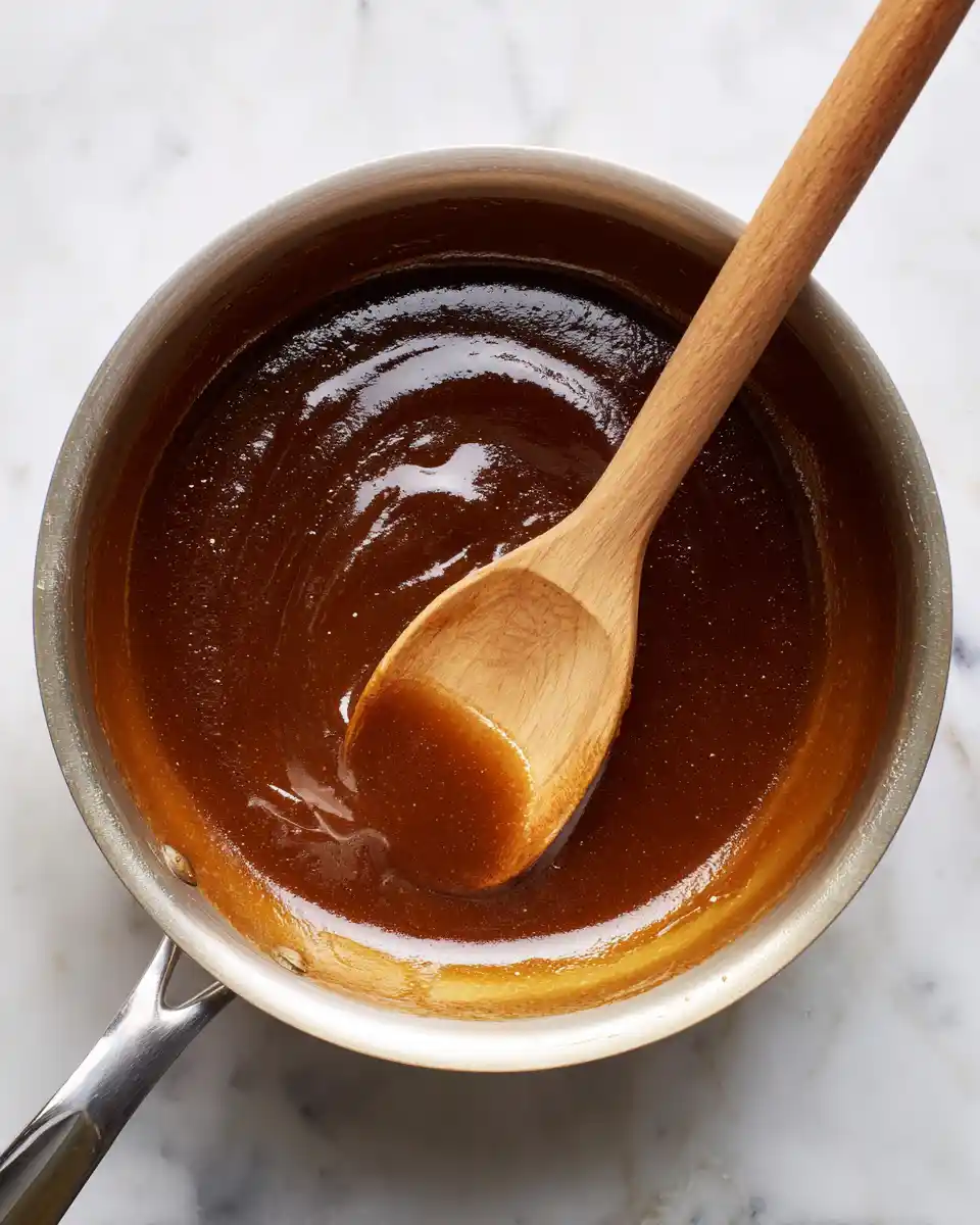 Recette de cuisse de poulet en sauce avec réduction caramélisée et texture brillante