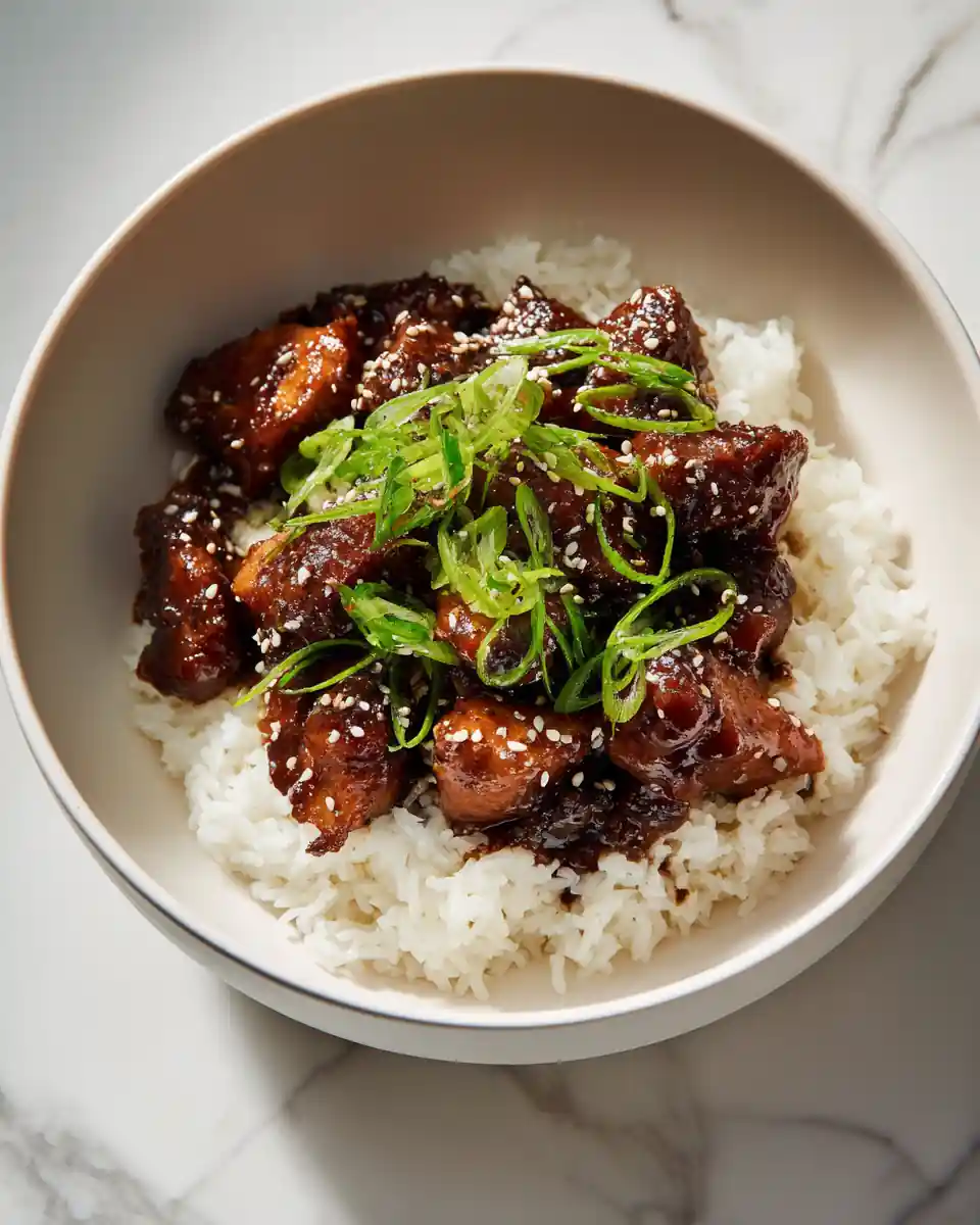Poulet teriyaki avec riz blanc et légumes