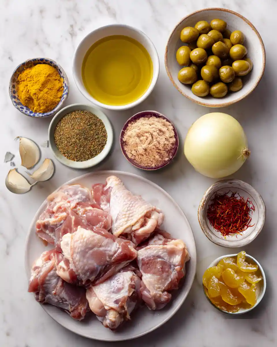 Ingrédients pour tajine de poulet marocain
