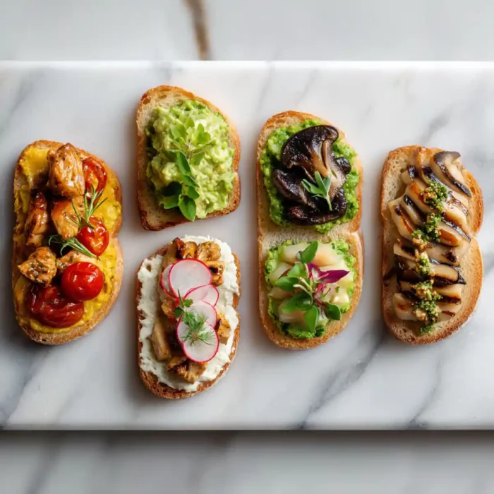 planche de 5 toast apéro au poulet variés