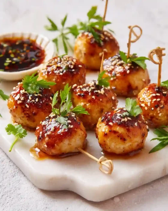 boulettes de poulet apéro sauce swicy sésame coriandre