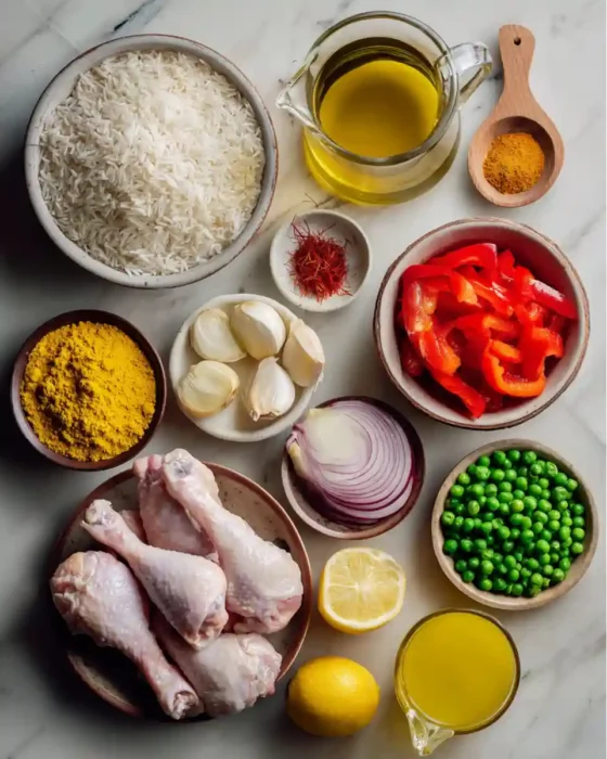 ingrédients recette paella poulet