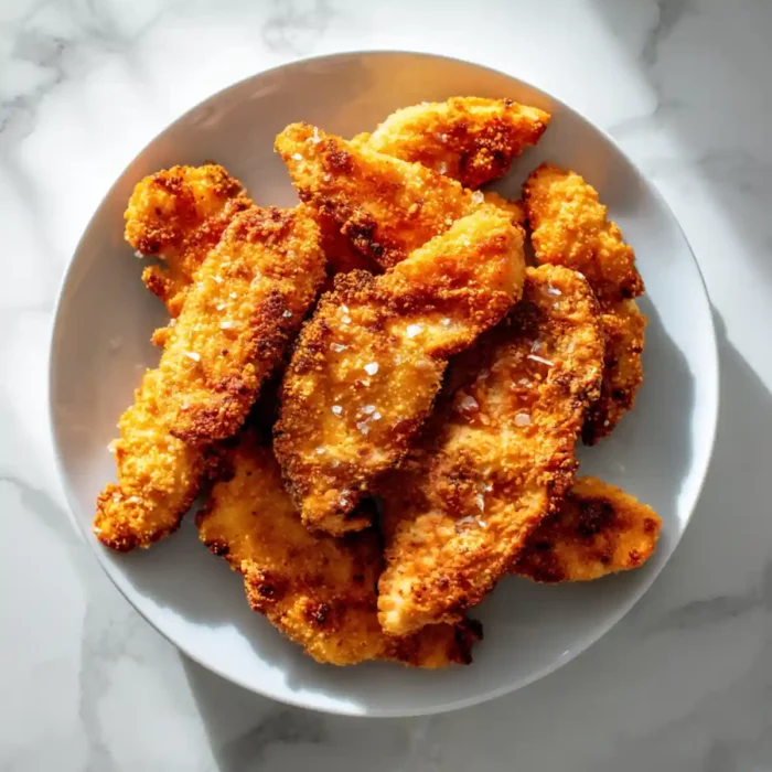 Poulet crousty maison doré sur assiette blanche