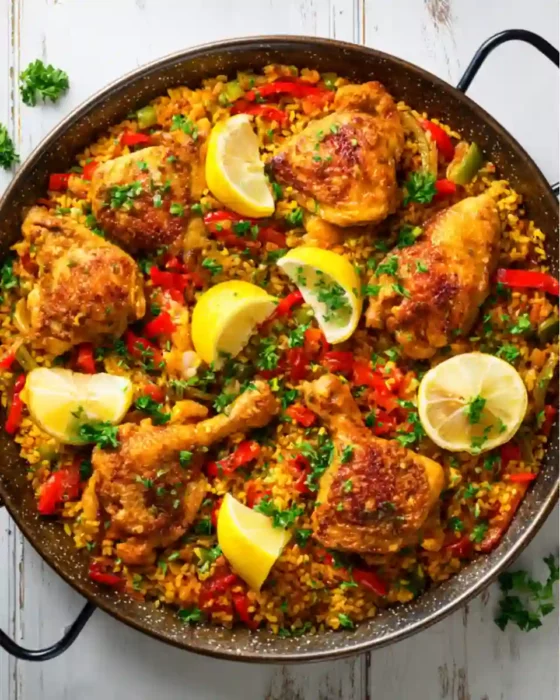 Service paella poulet maison