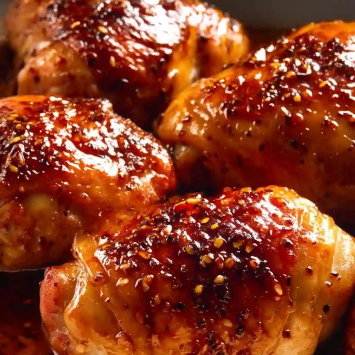 haut de cuisse de poulet caramélisé sur assiette