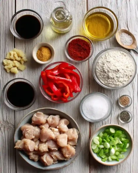 Tous les ingrédients pour le poulet Général Tao maison