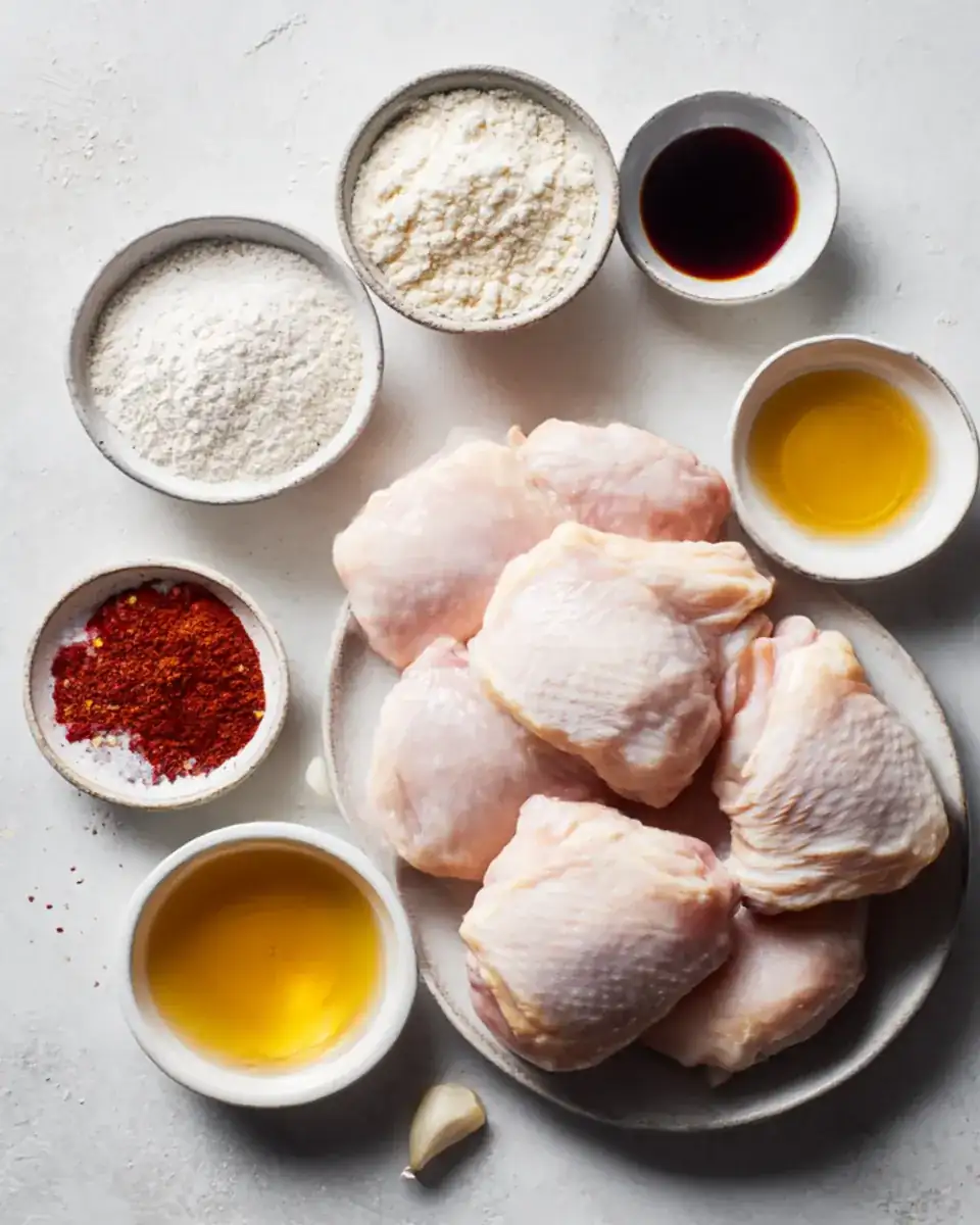 ingrédients modernes pour hauts de cuisses miel et ail