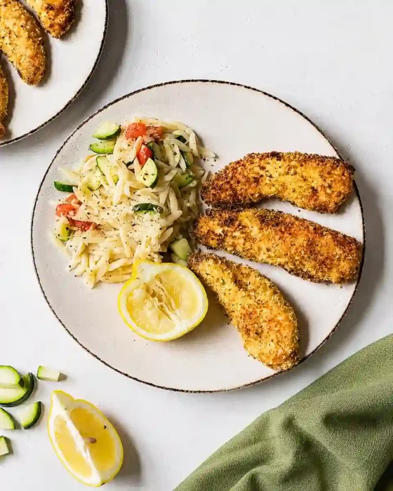 Aiguillettes de poulet air fryer avec salade et citron